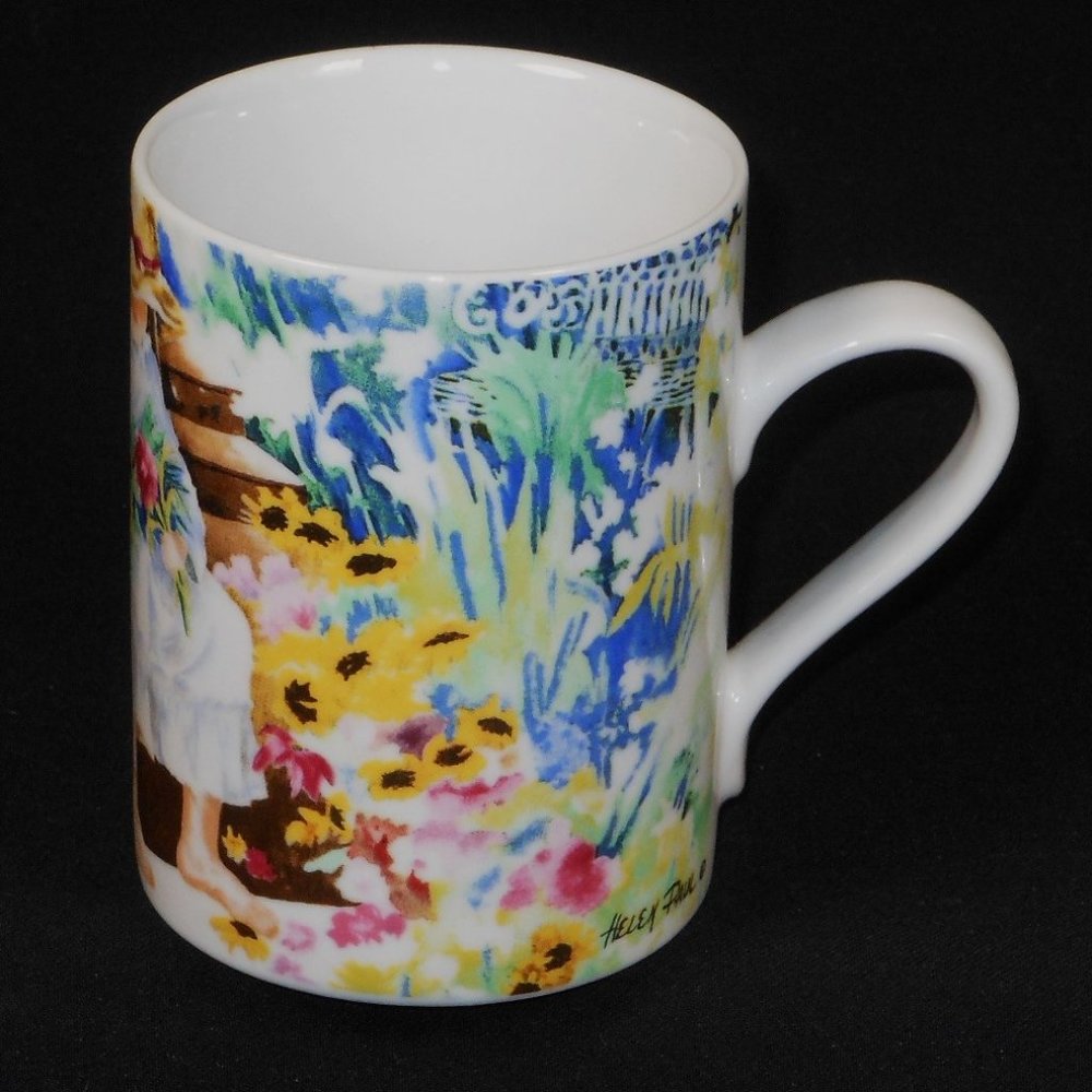 Coffee mug. Vandor Helen Paul Collection colorful floral & children